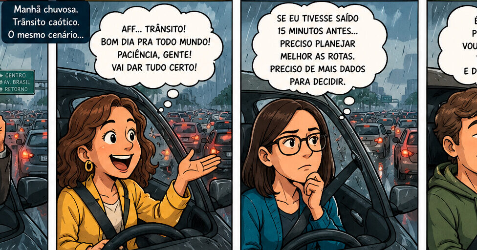 ilustração dos quatro tipos de temperamento no trânsito